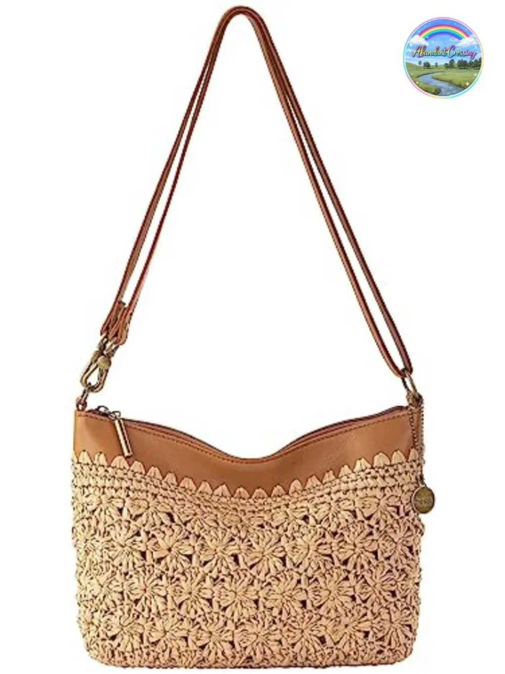 Hand Crochet Leather Convertible Crossbody 3-in-1 Purse Clutch